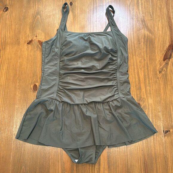 NWOT Womens Vintage Ruched Padded Tummy Control One Piece Swimsuits Swimdress XL - Picture 2 of 14